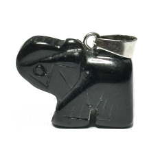 Achát čierny Slon prívesok prírodný kameň, ručne brúsená figúrka 1,8 x 2,5 x 8 mm, dodáva odvahu a silu