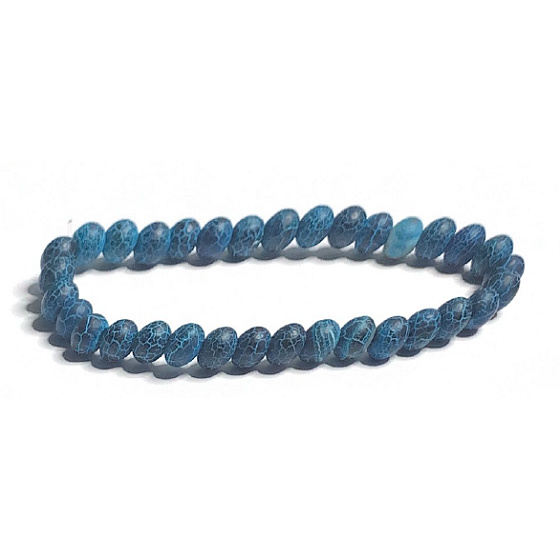 Achátový náramok modrý drak elastický prírodný kameň, guľôčka 6 mm / 16 - 17 cm