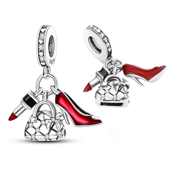 přívěsek Chic style - Rtěnka, střevíček, kabelky, 3v1 ze stříbra