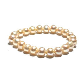 Perla marhuľová náramok elastický prírodný, guľôčka 9 mm / 16 - 17 cm, symbol ženskosti, prináša obdiv