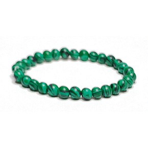 Malachitový náramok elastický, guľôčka 6 mm / 16 - 17 cm, kameň želania