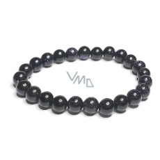 Zlatý kameň modrý Avanturín náramok elastický, guľôčka 8 mm / 16-17 cm, kameň ambícií