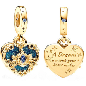 Prívesok zo striebra 925 Disney Popoluška s kočom a srdcom, prívesok na náramku film