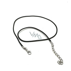 Voskovaná šňůrka černá s karabinkou délka 45 x 1,5 cm 1 kus
