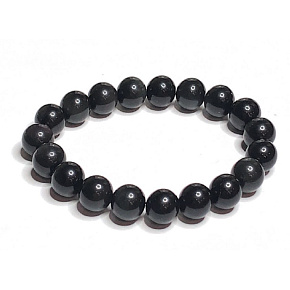 Obsidiánový náramok elastický prírodný kameň, guľa 10 mm / 16-17 cm, záchranný kameň Obsidiánový náramok elastický prírodný kameň, guľa 10 mm / 16-17 cm, záchranný kameň