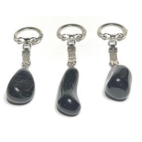 Obsidián prívesok na kľúče prírodný kameň cca 10 cm 1 kus, záchranný kameň