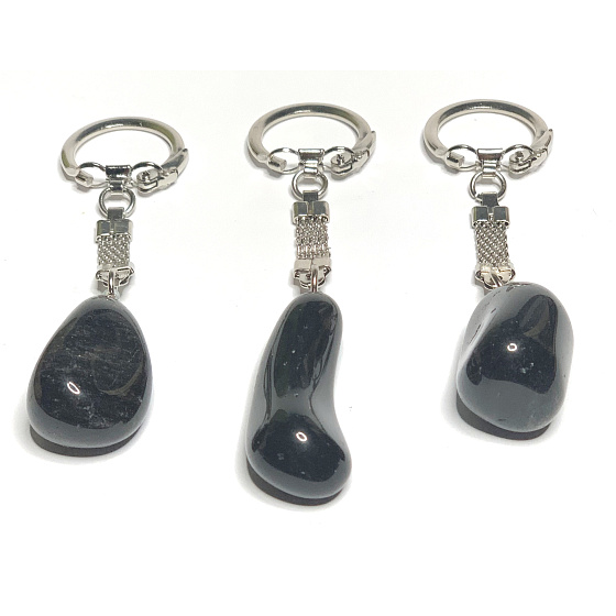 Obsidián prívesok na kľúče prírodný kameň cca 10 cm 1 kus, záchranný kameň