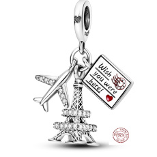 Striebro 925 Flying to Paris - wish you were here, cestovný náramok 3v1 prívesok 9 mm Striebro 925 Flying to Paris - wish you were here, cestovný náramok 3v1 prívesok 9 mm