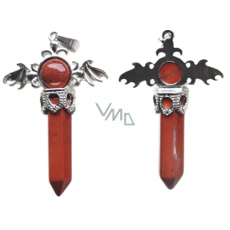 Jaspis kríž zo zliatiny a prírodného kameňa 5,3 x 3,7 x 12 mm Jaspis kríž zo zliatiny a prírodného kameňa 5,3 x 3,7 x 12 mm