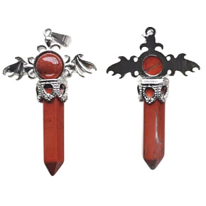 Jaspis kríž zo zliatiny a prírodného kameňa 5,3 x 3,7 x 12 mm