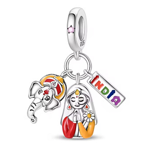 Charm Indie Ganéša a Namasté – 3v1 symbol šťastia, ochrany a spomienka na krajinu farieb | Prívesok na náramok cestovanie Charm Indie Ganéša a Namasté – 3v1 symbol šťastia, ochrany a spomienka na krajinu farieb | Prívesok na náramok cestovanie