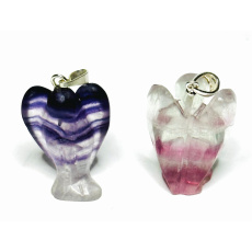 Fluorit Anjel strážca prívesok prírodný kameň, ručne brúsený 2,6 cm, kameň géniov