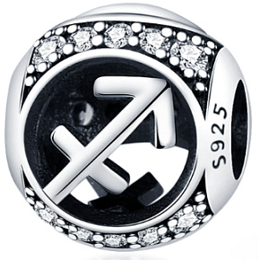 Charm Znamení zvěrokruhu Střelec + zirkony, korálek na náramek