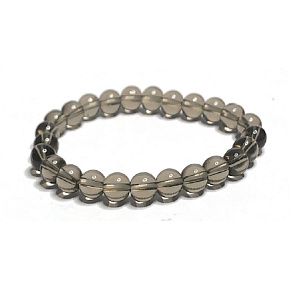 Kremeň Dym náramok elastický prírodný kameň, guľa 8 mm / 16-17 cm, najdokonalejší liečiteľ