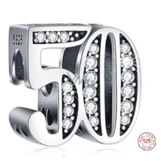 Prívesok Striebro 925 50. výročie, korálik na náramku Prívesok Striebro 925 50. výročie, korálik na náramku