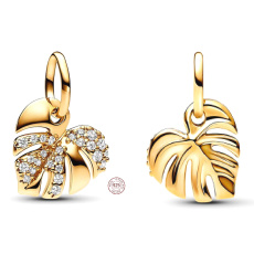 Prívesok zo striebra 925 Tropical Plant Monstera, rastlinný náramok prívesok