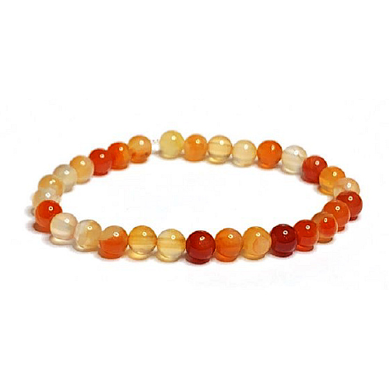 Achát oranžový náramok elastický prírodný kameň, guľôčka 6 mm / 16 - 17 cm