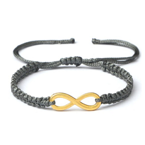 Infinity - nekonečno, náramok pre šťastie, ručne vyrobený emblém, zlatá farba nastaviteľný
