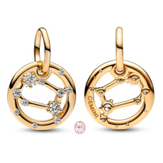 Šarm Striebro 925 pozlátené znamenie zverokruhu Blíženci, prívesok náramok