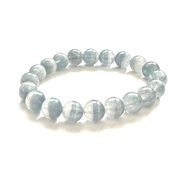 Fluoritový pruhovaný náramok elastický prírodný kameň, guľôčka 9 - 10 mm / 16 -17 cm, geniálny kameň