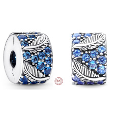 Prívesok Striebro 925 Zakrivené pierko a páv, zátka, klip korálik na náramku príroda