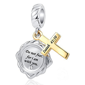 Striebro 925 Náboženské zaklínadlá Isah 41:10, prívesok 2v1 na náramok