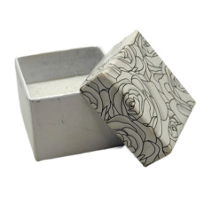 Krabička karton s houbičkou na šperky šedá s potiskem 4 x 4 x 2,5 cm