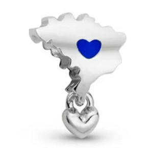 Charm Sterlingové stříbro 925 Láska k Evropě, Symbol domova a cestování, přívěsek na náramek