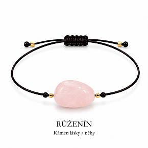 Růženín – Síla minerálů | Nastavitelný šňůrkový náramek | Symbol lásky