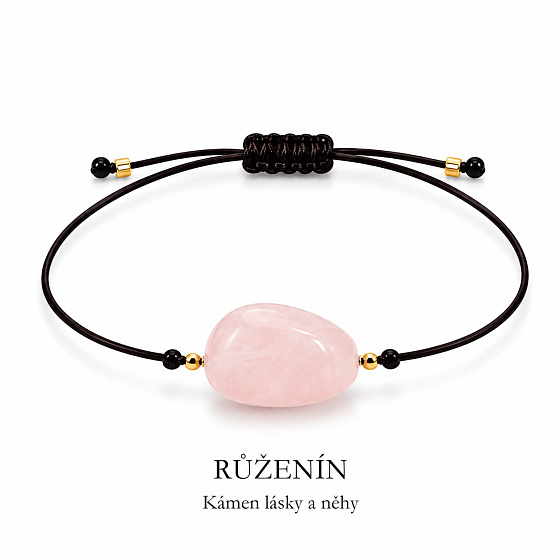 Růženín – Síla minerálů | Nastavitelný šňůrkový náramek | Symbol lásky