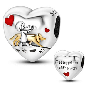 Striebro 925 Pes a ja - spojiť celú cestu, korálik na náramku pre domáce zvieratá