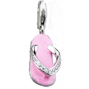 Prívesok Strieborný 925 kabát - ružové papuče, prívesok na náramku so zapínaním na homára