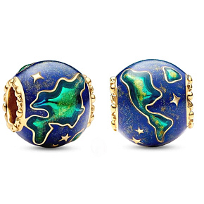 Charm Striebro 925 Planéta Zem, prívesok na náramok vesmír