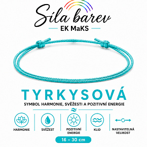 Šňůrkový náramek Síla barev – Tyrkysová | Symbol harmonie, svěžesti a pozitivní energie | nastavitelný 16 - 30 cm Šňůrkový náramek Síla barev – Tyrkysová | Symbol harmonie, svěžesti a pozitivní energie | nastavitelný 16 - 30 cm