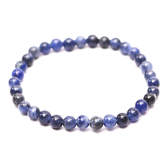 Sodalitový náramok elastický prírodný kameň, guľôčka 4 mm / 15 cm, pre deti, komunikácia s kameňom
