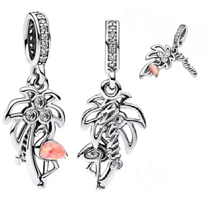 Charm USA Florida Miami 2v1 palma s plameňákem, přívěsek na náramek příroda Charm USA Florida Miami 2v1 palma s plameňákem, přívěsek na náramek příroda