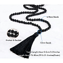 108 Mala Obsidiánový náhrdelník, meditačné šperky, prírodný kameň viazaný, elastický, korálik 8 mm, záchranný kameň