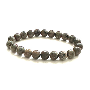 Yooperlit náramok elastický prírodný kameň, gulička 8 mm / 16 - 17 cm