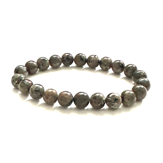 Yooperlit náramok elastický prírodný kameň, gulička 8 mm / 16 - 17 cm