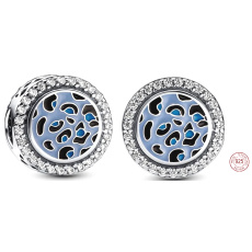 Šarm Striebro 925 Modrý leopardí prívesok, korálik na zvierací náramok