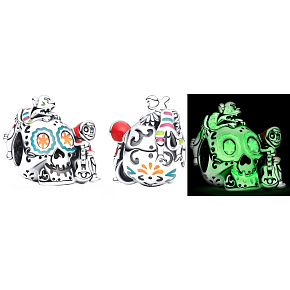 Prívesok Striebro 925 Disney Pixar Coco Miguel & Dante lebka svieti v tme, svietiace korálky náramok, Halloween