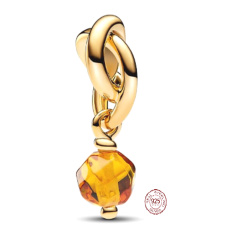 Charm Striebro 925 Prepletený fazetovaný kruh večnosti oranžový, prívesok na náramok symbol november