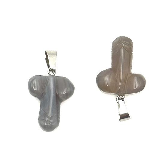 Achátový penis pre šťastie, prívesok prírodný kameň ručne brúsený cca 11 x 22 mm