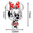 Prívesok Striebro 925 Disney Minnie Mouse mouse s bodkovanými šatami a mašľou, korálik na náramku