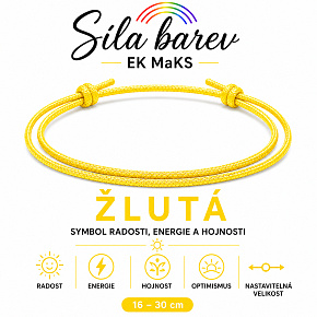 Šňůrkový náramek Síla barev – Žlutá | Symbol radosti, energie a hojnosti | nastavitelný 16 - 30 cm
