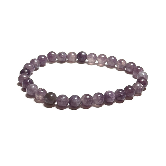 Lepidolit svetlofialový náramok elastický prírodný kameň, guľôčka 6 mm / 16 - 17 cm, amulet športovcov
