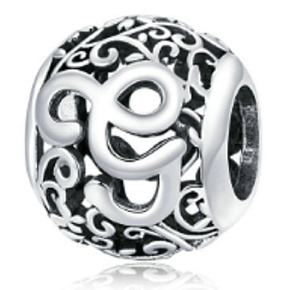 Striebro 925 Magické písmeno abecedy G s kvetmi, korálik na náramok