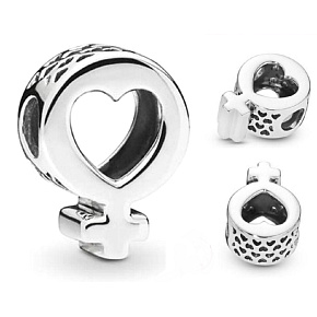 Prívesok Striebro 925 Ženský symbol, srdce, korálik na náramku symbol