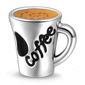 Prívesok Striebro 925 Šálka pre milovníkov kávy, korálik na náramok, jedlo a pitie