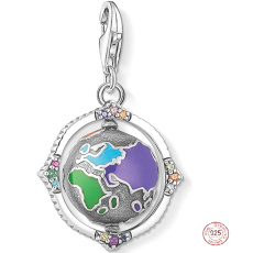 Šarm Striebro 925 Pivot glóbus, homár zapínanie cestovný náramok prívesok